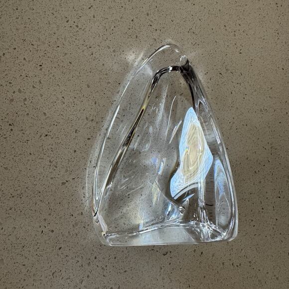 Daum France Freeform Crystal Art Glass Signed MCM Modernist Paperweight 5x3 In - Picture 5 of 8